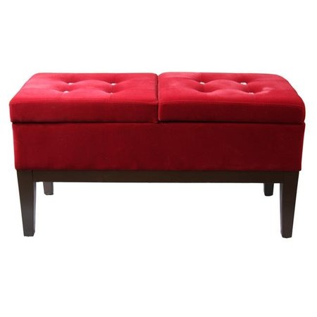 ORE INTERNATIONAL OreInternational HB4525 19 in. Red Tufted Dual Lift Storage Bench HB4525